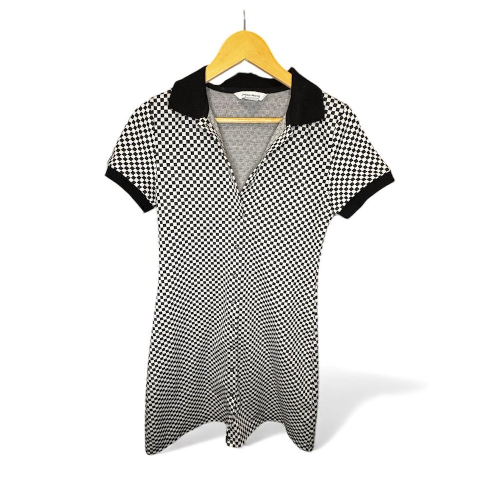 Urban Revivo Checker Mini Dress | Size L | Stretch Knit | Snap-Front